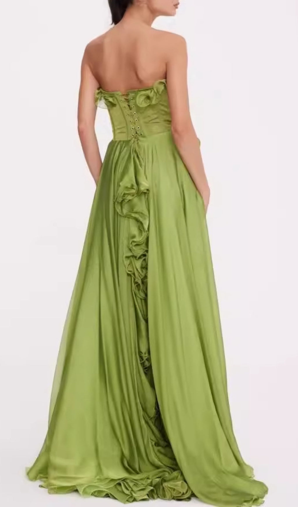 Colombine Green Strapless Ruffle Maxi Dress Flowering Girl