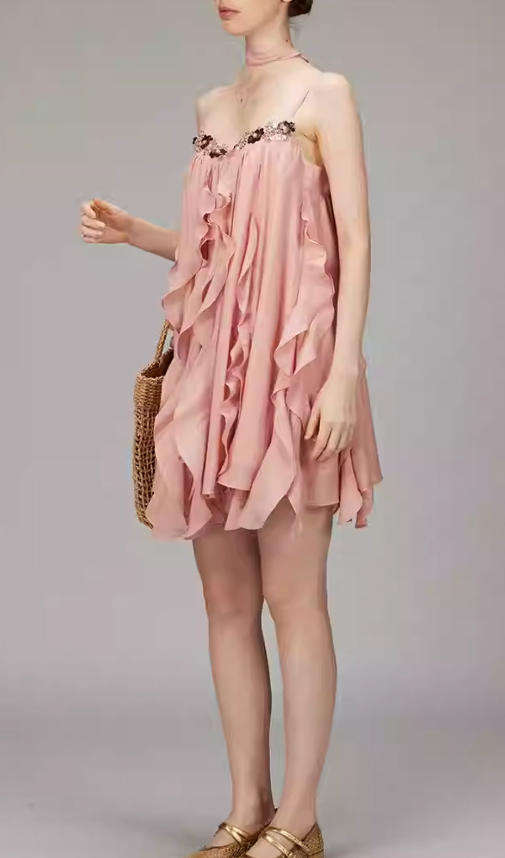 Doria Strappy Ruffle Mini Dress Flowering Girl