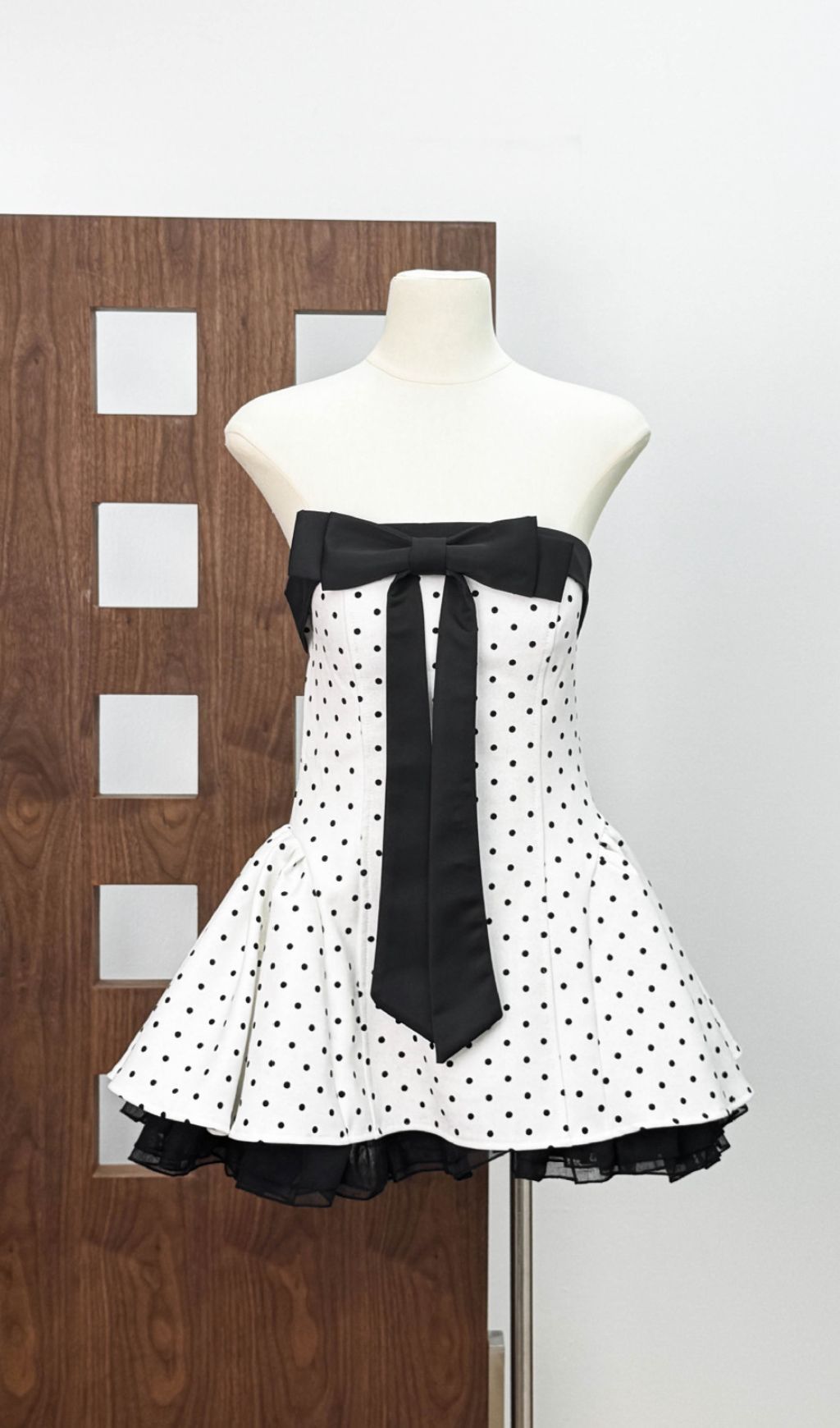 Iola Strapless Dot Bowknot Mini Dress Flowering Girl