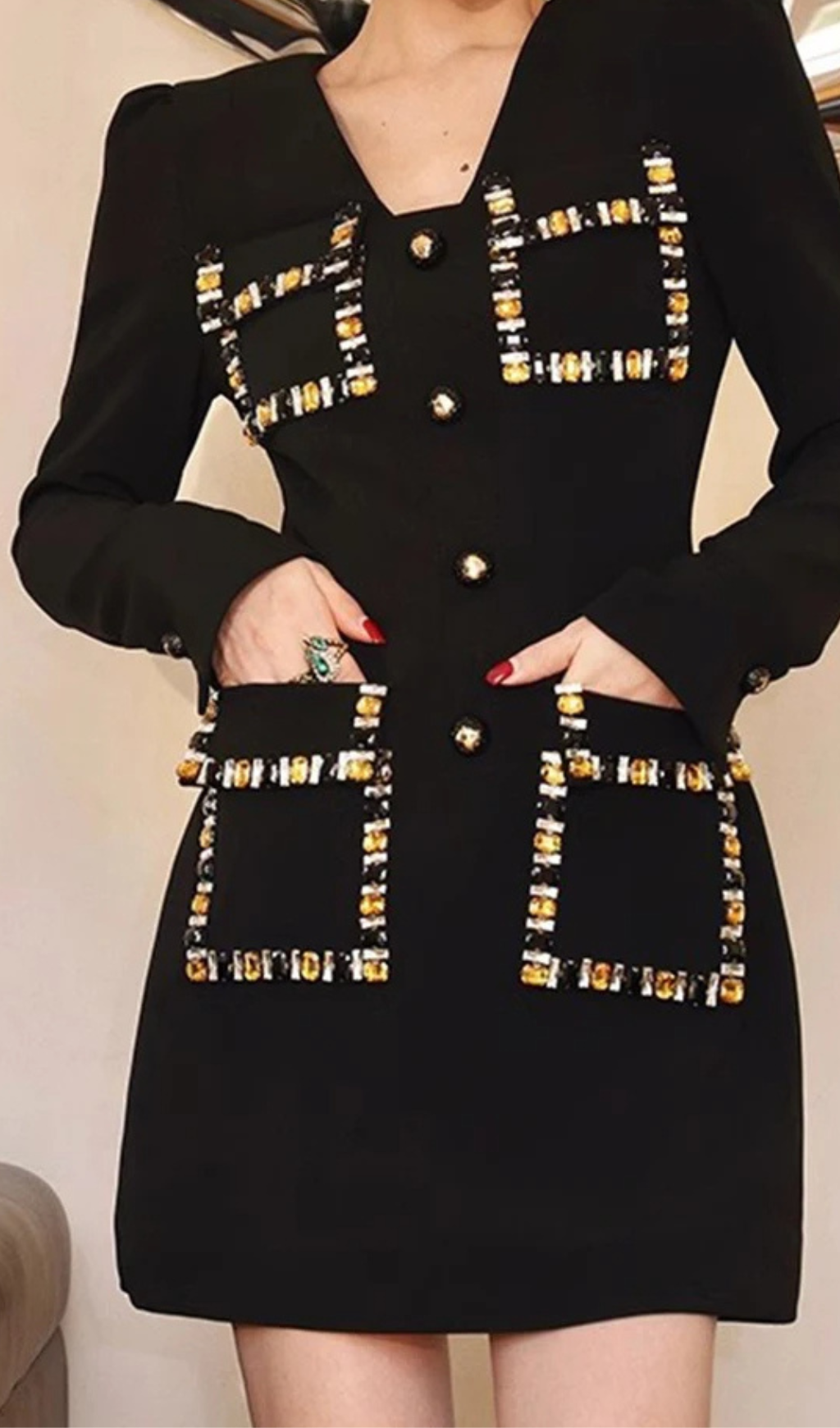 Aline Embroidered Flares Mini Dress