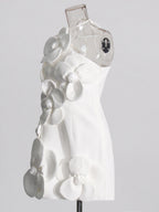 Emily Flower Halter Neck Mini Dress In White Flowering Girl