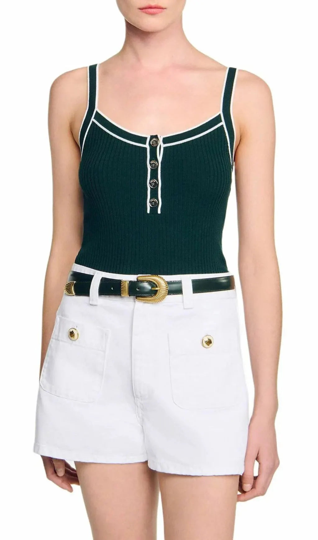 Two Tone Knit Tank Flowering Girl