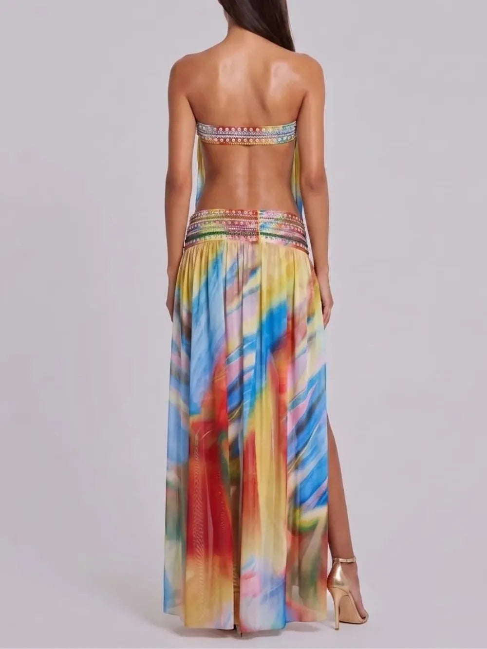 Ulviera Strapless Split Cutout Maxi Dress Flowering Girl