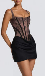 Katty Black Lace Corset Mini Dress Flowering Girl