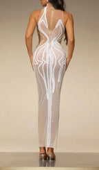 Marvex Sequin Pearl Mesh Maxi Dress Flowering Girl