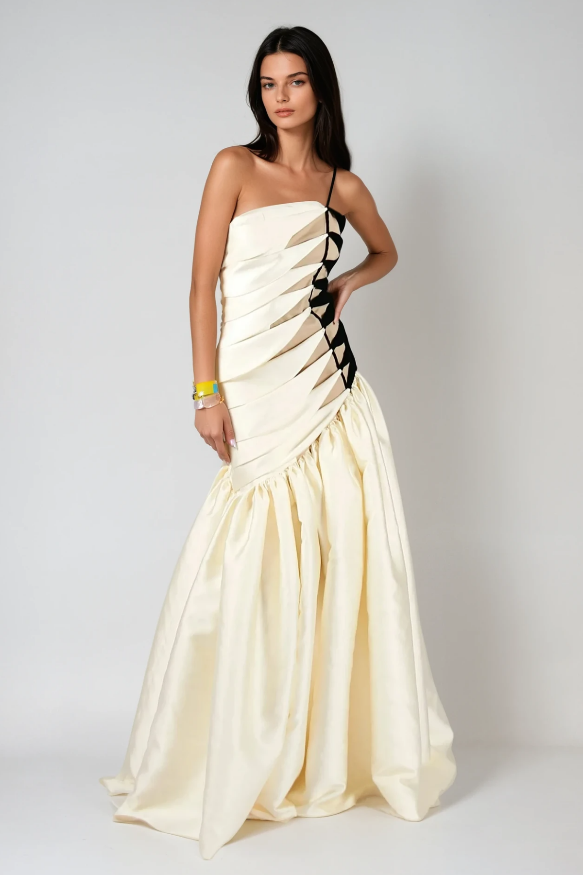sara Satin Braided Rope Maxi Dress Flowering Girl
