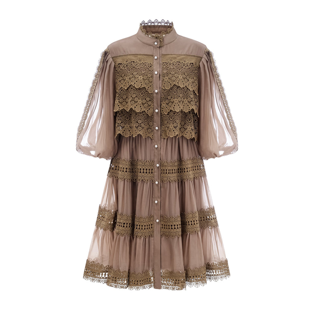 Inès Lace Cut-Out Layered Mini Dress Flowering Girl