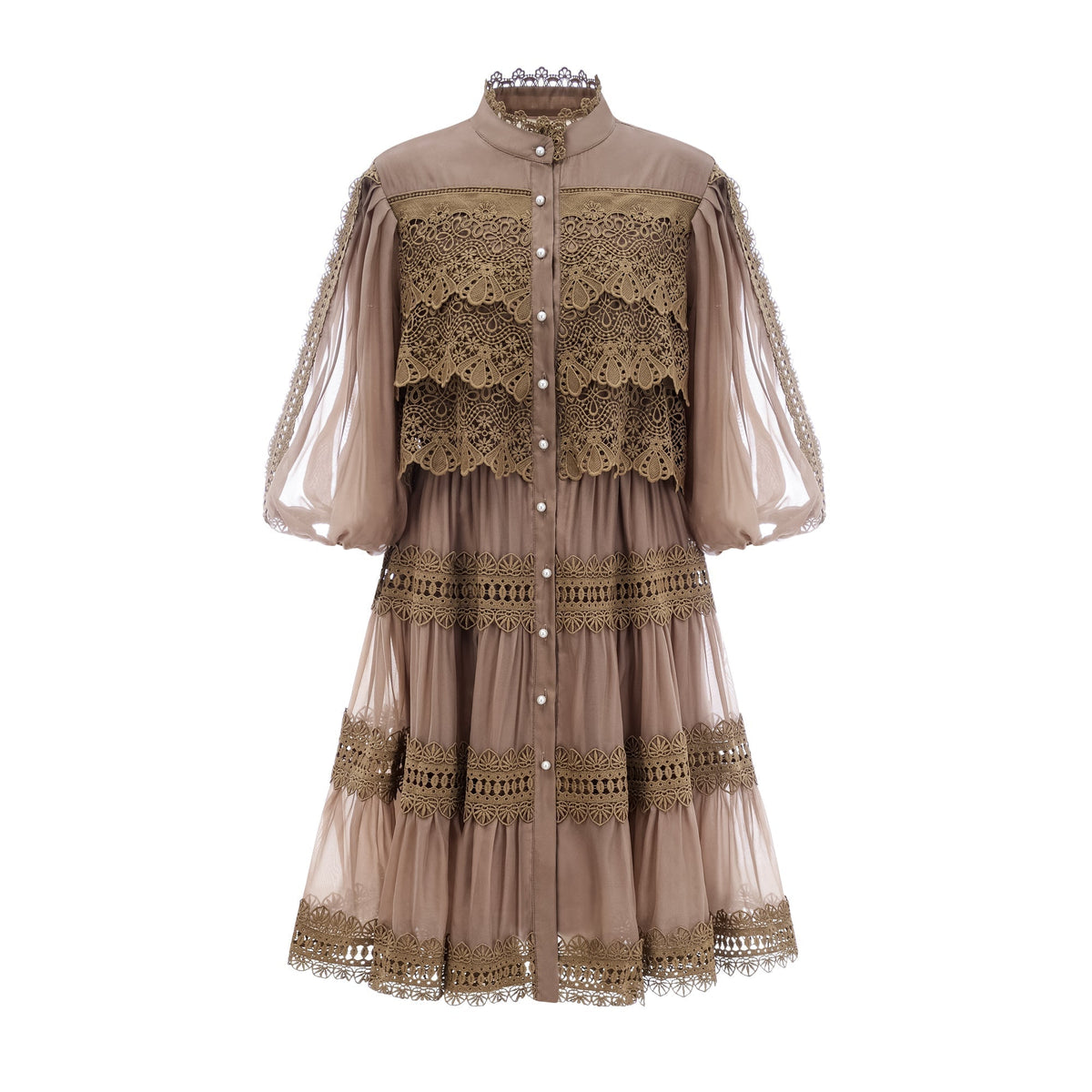 Inès Lace Cut-Out Layered Mini Dress Flowering Girl