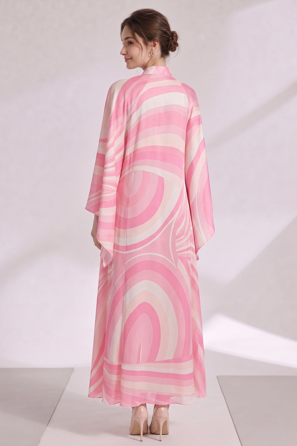 Pink Psychedelic Swirl Kaftan Dress Flowering Girl