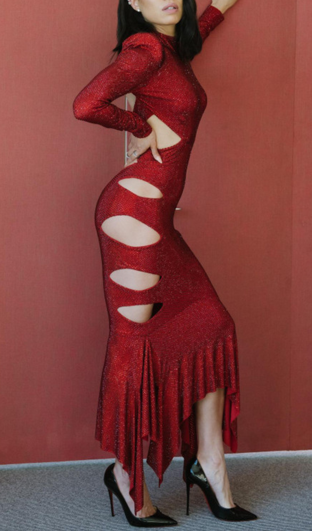 Abetzi Sequin Cut-Out Maxi Dress Flowering Girl