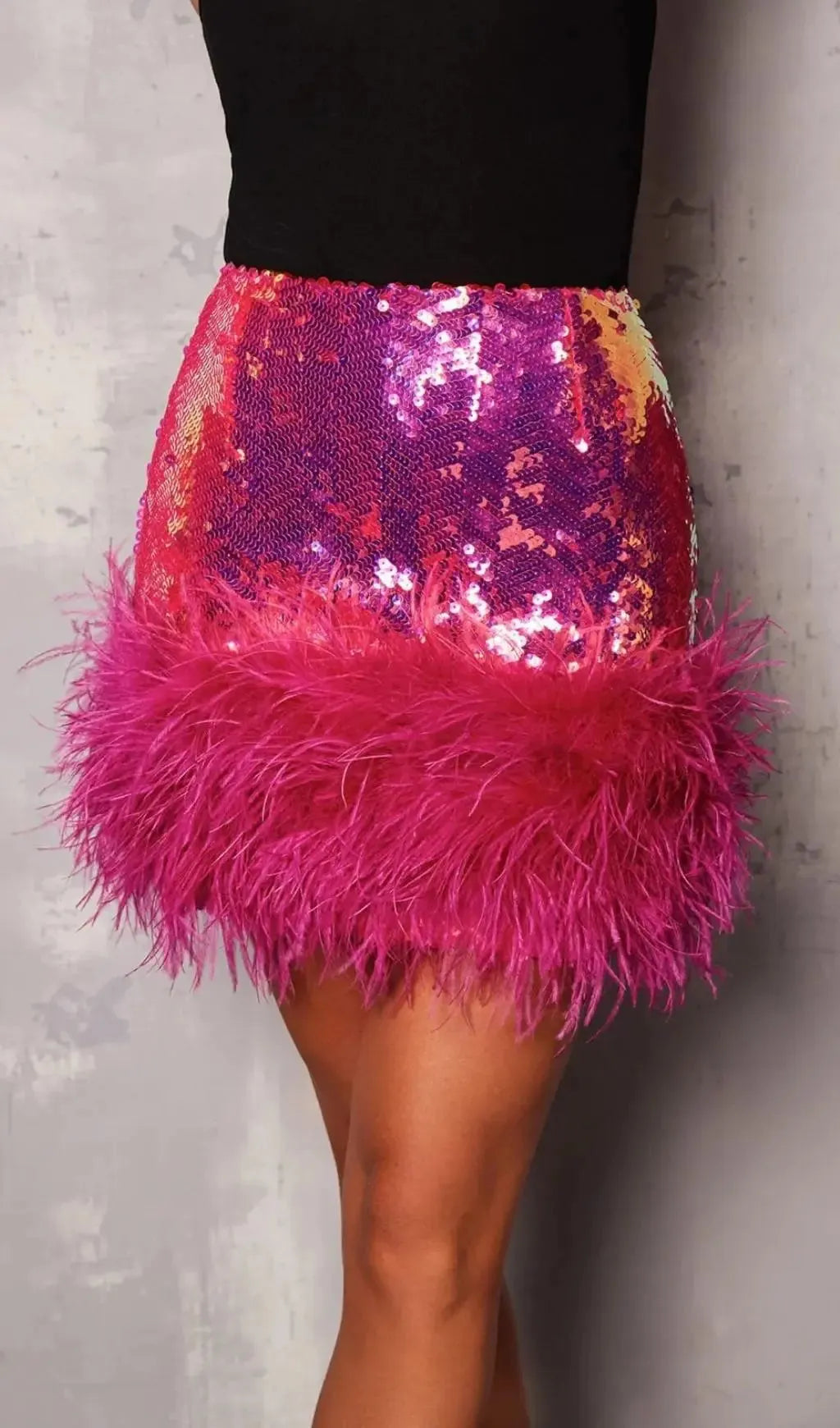 Sequin Feather Mini Skirt Flowering Girl