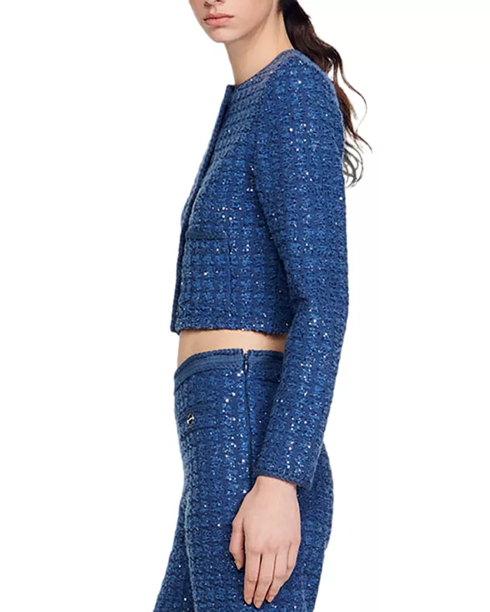 Palm Cropped Blazer in blue Flowering Girl