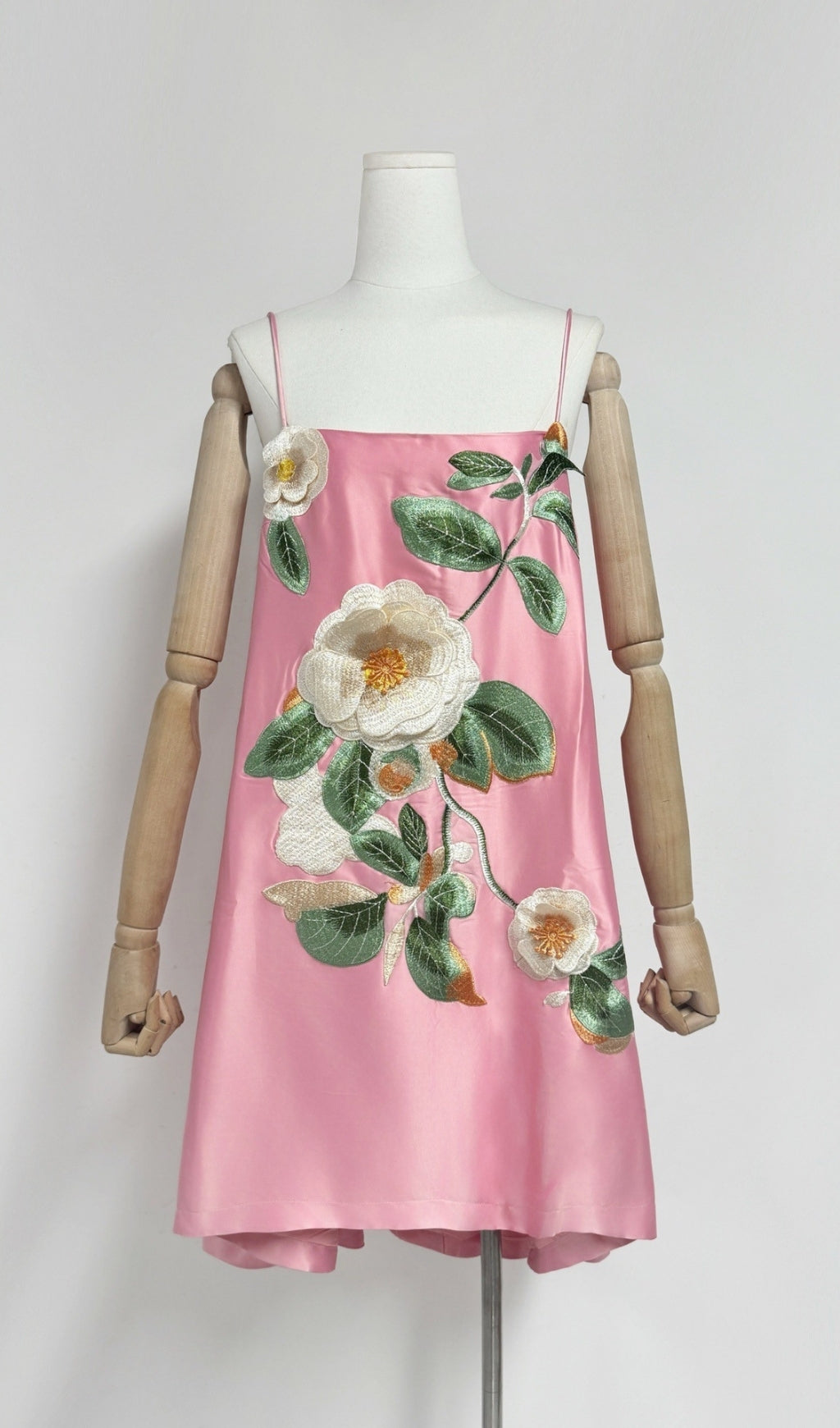 Fina Pink Flower Embroidery Mini Dress Flowering Girl