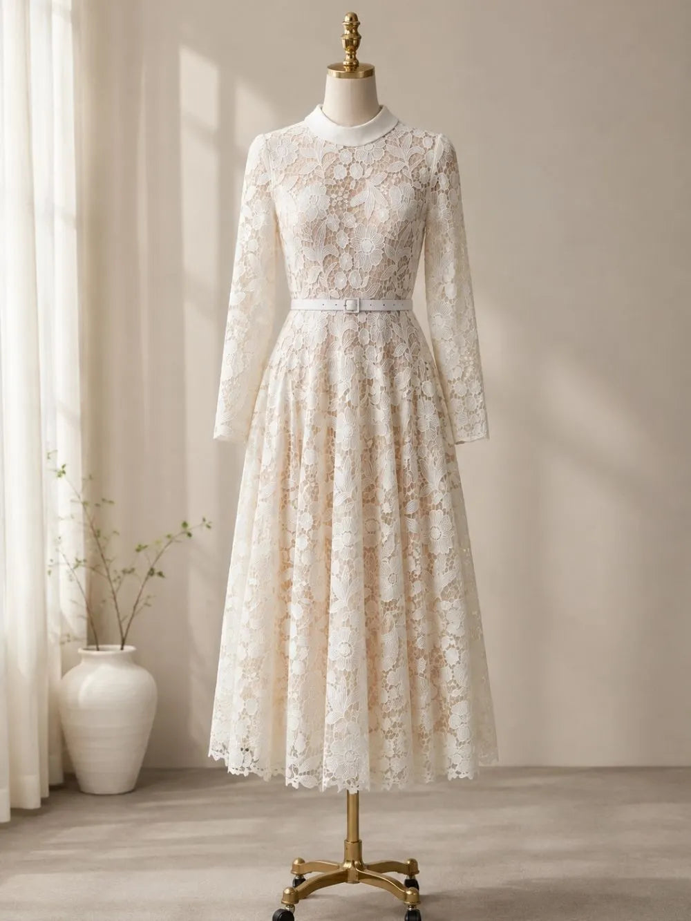 Maurissa Lace Long Sleeve Midi Dress Flowering Girl
