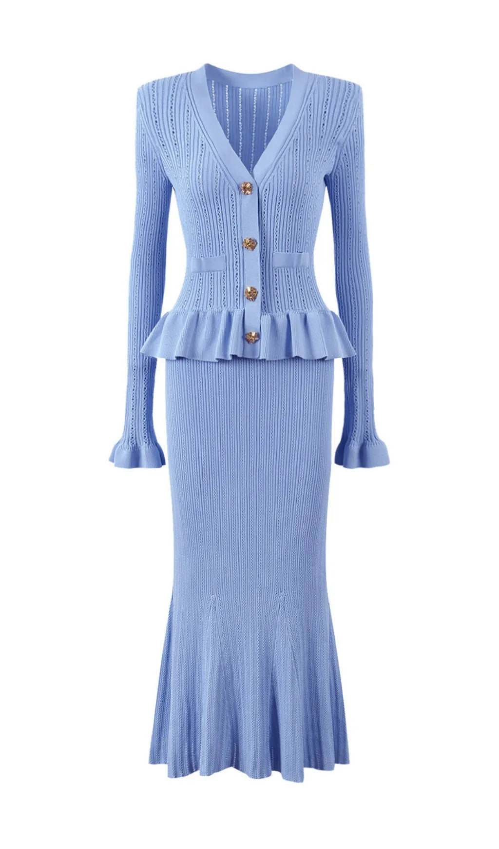 Etsuko Long Sleeve Knit Maxi Dress Flowering Girl