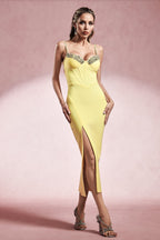 Michaelia Sleeveless Diamond Slit Bandage Midi Dress Flowering Girl