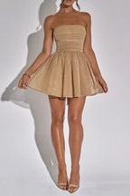 Katrina Mini Dress - Gold Sparkle Flowering Girl