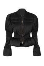 Olive Padded Satin Peplum Jacket Flowering Girl