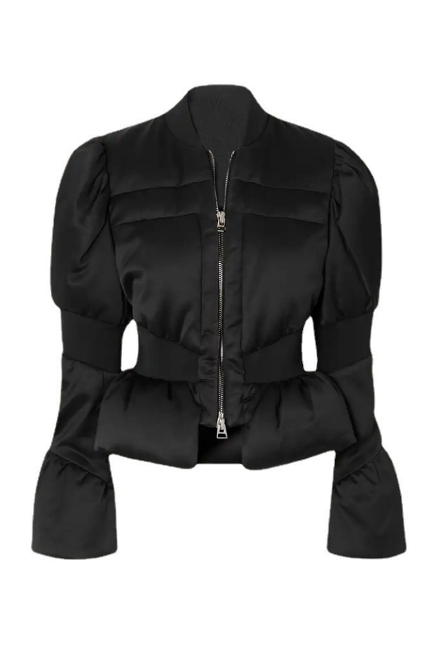 Olive Padded Satin Peplum Jacket Flowering Girl