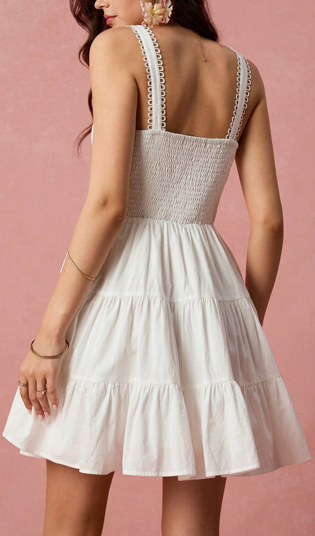 Landy White Pleated Mini Dress Flowering Girl