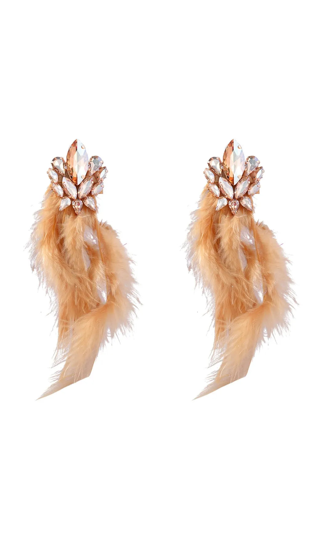Rhinestone Feather Earrings Flowering Girl