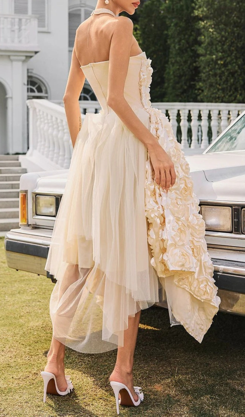 Nyviera Strapless Flower Midi Dress Flowering Girl