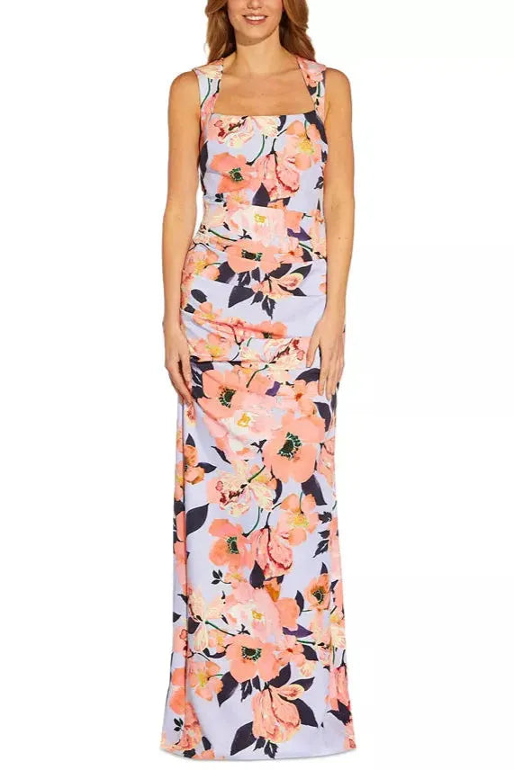 Women's Square-Neck Floral-Print Gown Flowering Girl