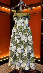 Drago Green Flower Midi Dress Flowering Girl