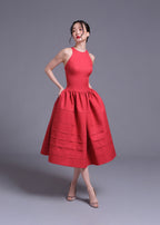 Berry Bell-Shaped Mini Dress In Red Flowering Girl