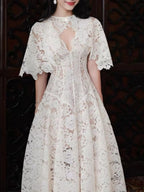 Macie Lace Maxi Dress With Cape Flowering Girl