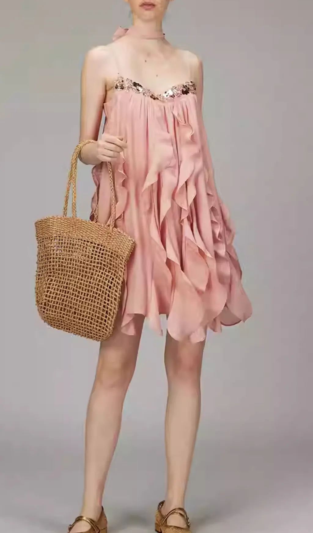 Doria Strappy Ruffle Mini Dress Flowering Girl