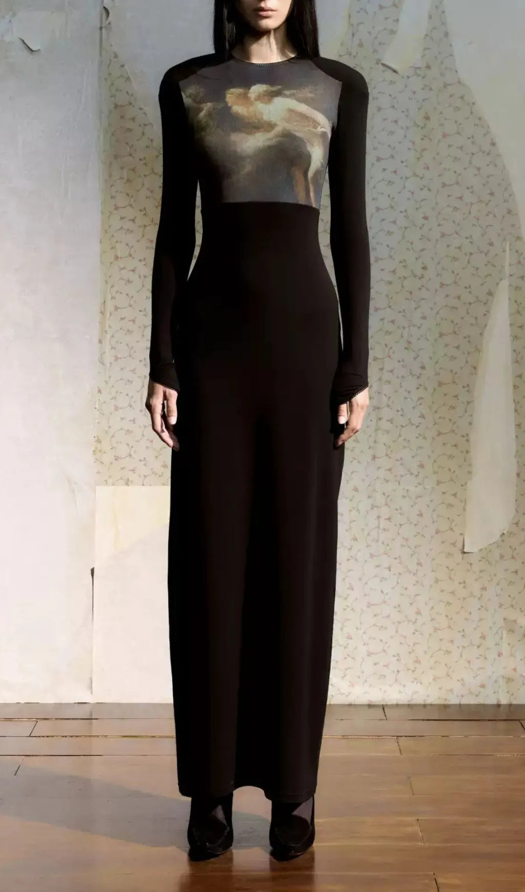 Juanita Black Long Sleeve Maxi Dress Flowering Girl
