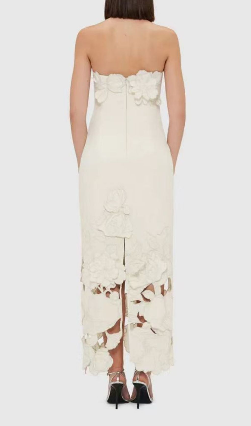 Rayna Appliqué Bustier Maxi Dress In White Flowering Girl