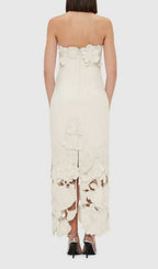 Rayna Appliqué Bustier Maxi Dress In White Flowering Girl