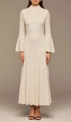 Kieu White Flared Sleeve Maxi Dress Flowering Girl