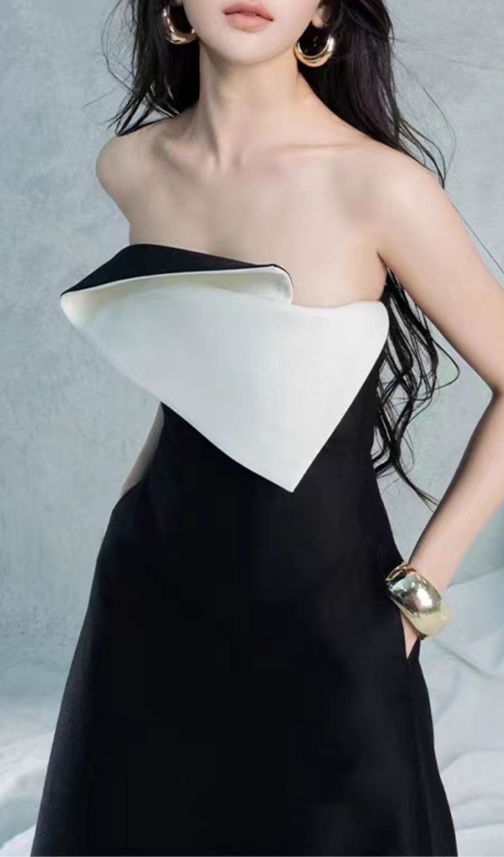 Kiri Strapless Black Maxi Dress Flowering Girl