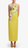 Jeneth Yellow Strapless Flower Maxi Dress Flowering Girl