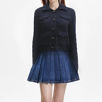NAVY KNIT COLLAR CARDIGAN Flowering Girl