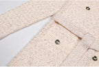Sequin Knit v-Neck Cardigan In Beige Flowering Girl