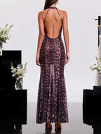 Sorexan Halterneck Leopard Maxi Dress Flowering Girl