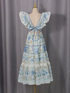 Harding V-Neck Printed Midii Dress Flowering Girl