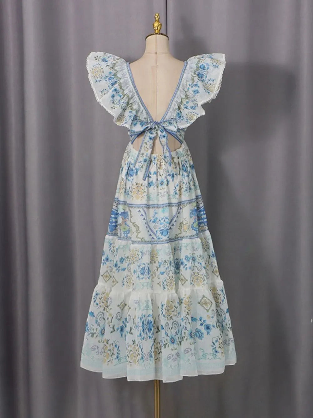 Harding V-Neck Printed Midii Dress Flowering Girl