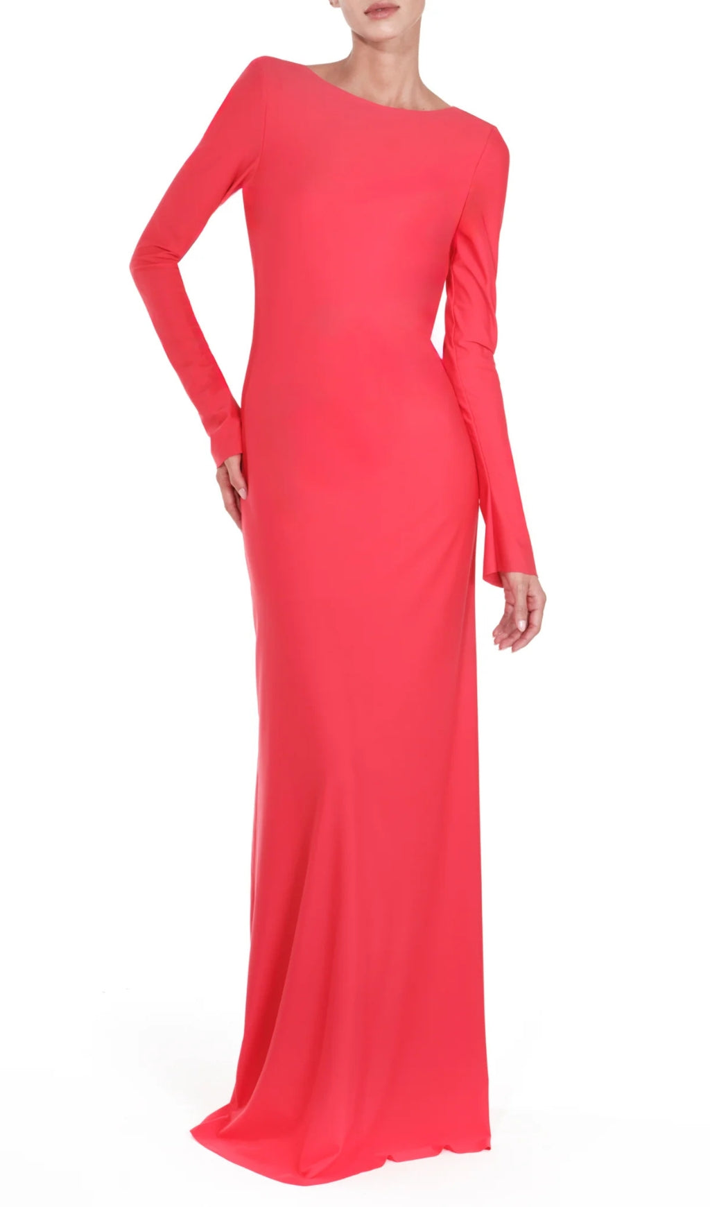 Basma Red Long Sleeve Backless Maxi Dress Flowering Girl