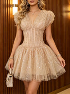 Madelia Corset Sequin Mini Dress Flowering Girl