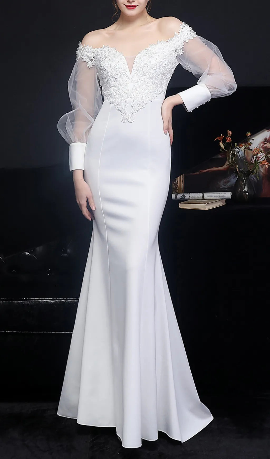 Chryse White Flower Embroidery Maxi Wedding Dress Flowering Girl