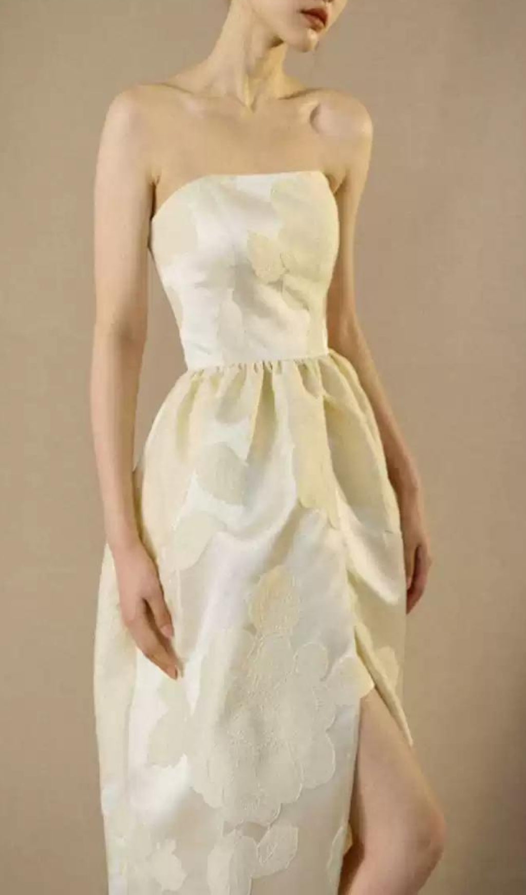 Brygida Ivory Strapless Flower Maxi Dress Flowering Girl
