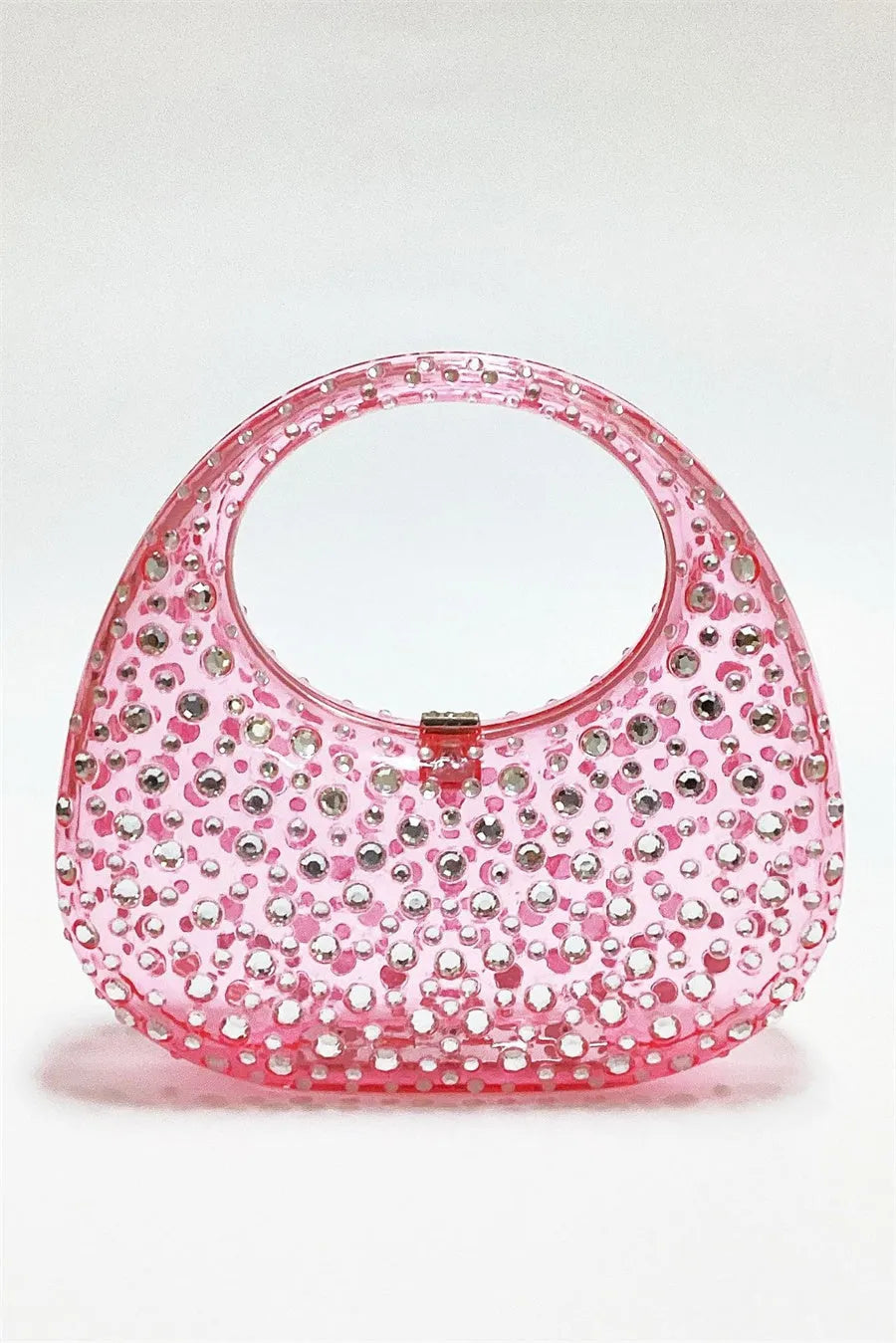 Annabel Clear Crystal Embellished Acrylic Clutch Flowering Girl