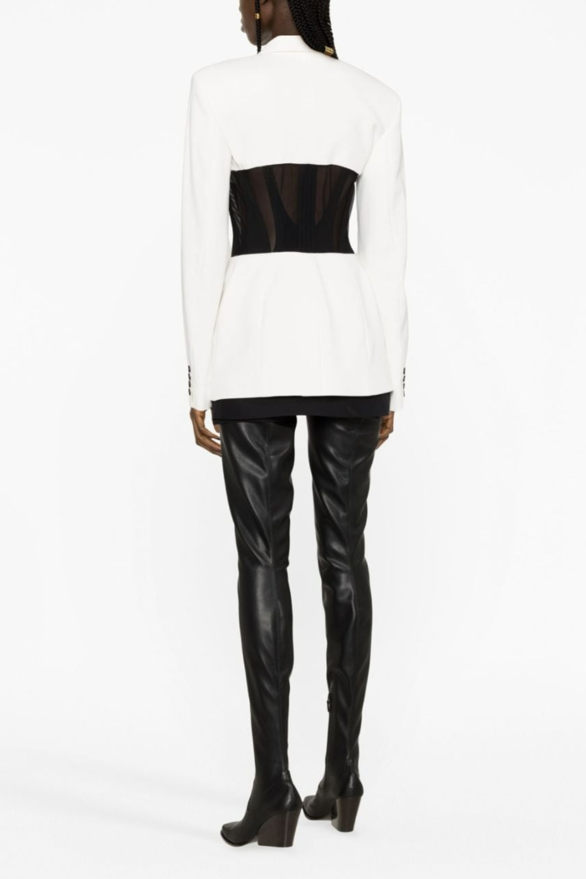 Kamryn Paneled Mesh Blazer - White Flowering Girl