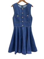 Risunim Flared Mini Denim Dress Flowering Girl