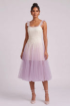 Gradient Tulle Midi Dress with Ruffle Straps Flowering Girl
